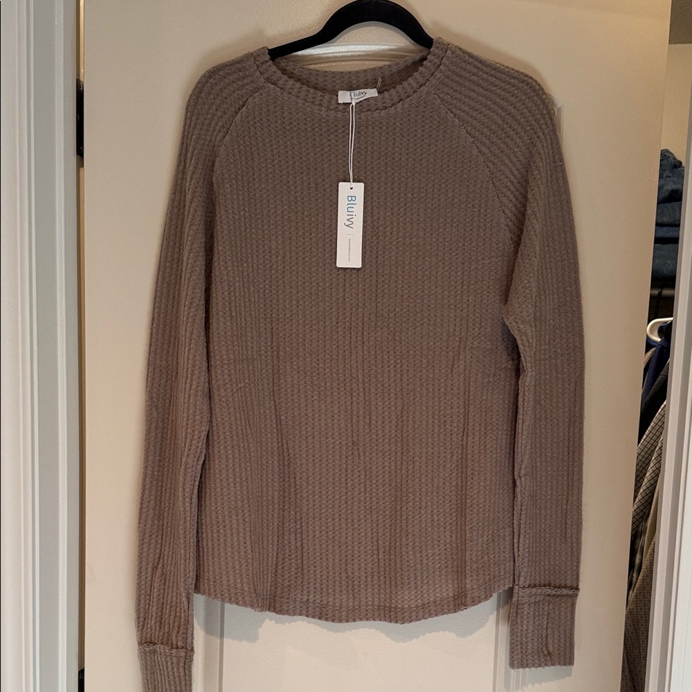 Bluivy Taupe Textured Knit Top